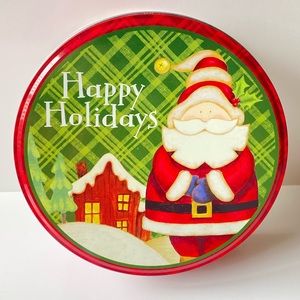 Happy Holidays Cookie Candy Santa Tin - 2 pcs / 10 Inches - New with Defects